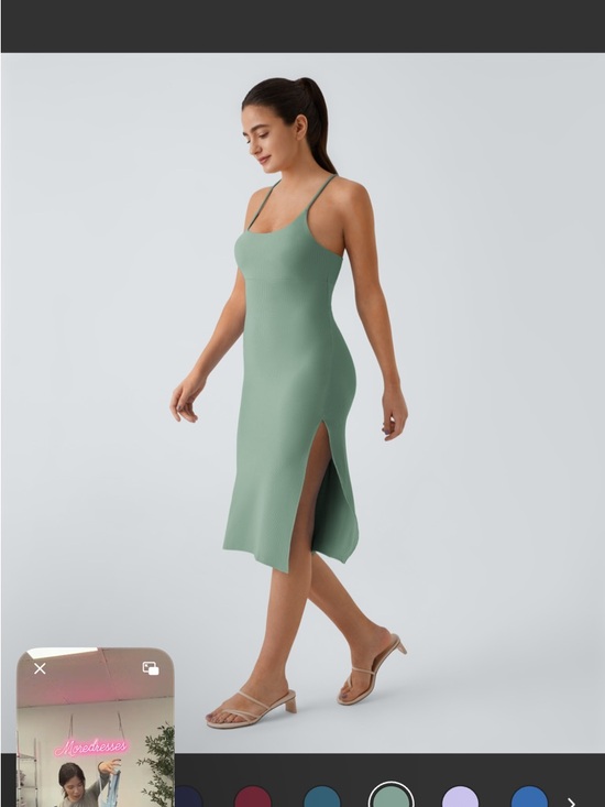 HALARA Sage Green Strappy Back Midi Dress - Picture 3 of 3